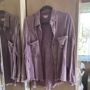 POL Women's Distressed Lavender Jean Jacket NWOT!!
